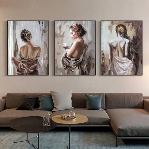 KEMEIQI Abstrakte Figurenmalerei, sexy Mädchenkörper, Rücken, Poster und Drucke, modernes Leinwandbild, Wandkunst, Wohnzimmer, Heimdekoration (80 x 120 x 3 cm, rahmenlos) von KEMEIQI