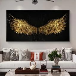 KEMEIQI Nordische abstrakte Ästhetik, Wandkunst, Engelsflügel, HD-Öl auf Leinwand, Poster und Drucke, Dekoration für Zuhause, Schlafzimmer, Wohnzimmer (70 x 140 cm/rahmenlos) von KEMEIQI
