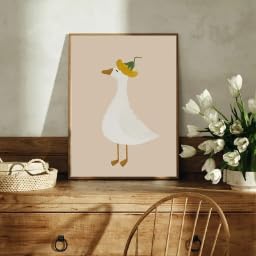 KEMEIQI Poster mit Cartoon-Motiv „Dumme süße Gans mit Blumenmuster“, Leinwandbild, nordisches Wandbild, Kinderzimmer, Heimdekoration (70 x 100 cm) von KEMEIQI