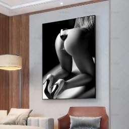 KEMEIQI Schwarz-weißes sexy Frauen-Gesäß mit Rotweinglas, Wandkunst, Leinwanddruck-Poster, Heim- und Wohnzimmerdekoration (70 x 100 cm) von KEMEIQI