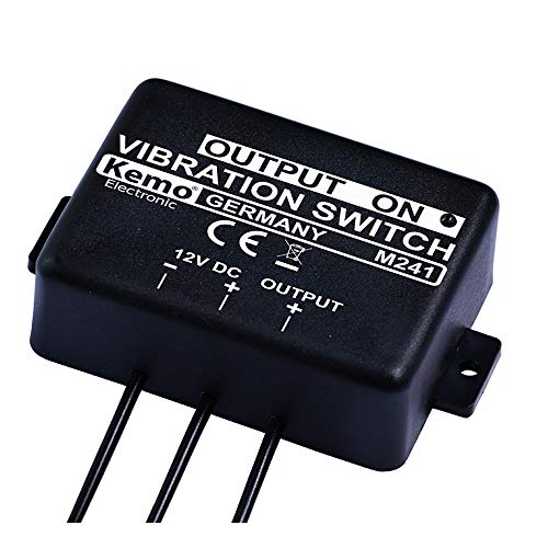 Kemo M241 Vibrationsschalter 12 V/DC. Einschalten bei Vibrationen, Ausschalten bei Stillstand. Betriebsspannung 11 - 15 V. Für Geräte mit Stromaufnahme von ca. 1000 mA., Schwarz von KEMO