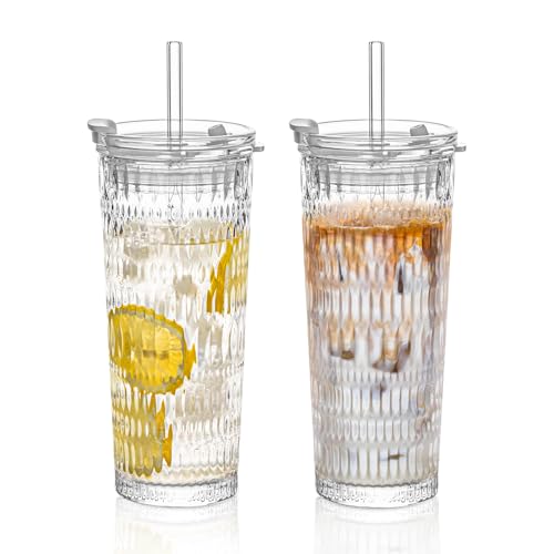 KEMORELA 2er-Set 530ml Regentropfen-Gläser mit Deckel & Strohhalm - Bleifrei, Spülmaschinengeeignet und Auslaufsicher für Eiskaffee/Smoothies/Säfte, Ideal für Büro/Party/Auto KEMORELA 2er-Set 530ml Regentropfen-Gläser mit Deckel & Strohhalm - Bleifrei, Spülmaschinengeeignet und Auslaufsicher für Eiskaffee/Smoothies/Säfte, Ideal für Büro/Party/Auto von KEMORELA