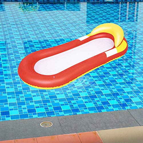 Aufblasbare Pool-Wasserhängematte, Aufblasbare Pool-Schwimmliege mit Kopfstütze, Aufblasbares Schwimmbecken mit Netz, Schwimmende Pool-Stühle, Bett, Schwimmbad, Whirlpool, (Rot) von KENANLAN