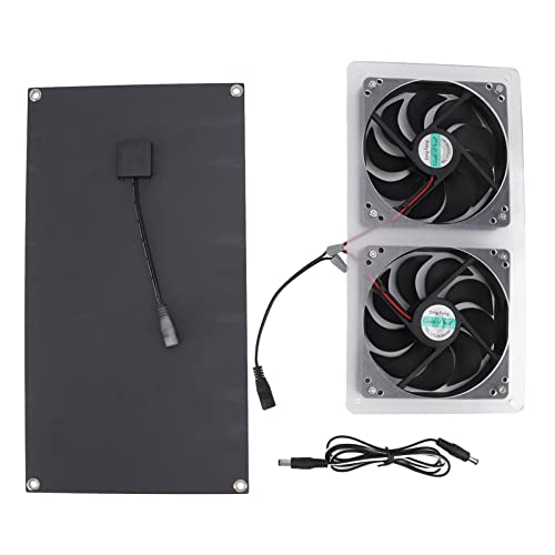 KENANLAN 100W Solar Panel Lüfterkit, Dual -Lüfter IP67 Low -Rausch -ABS -monokristalline Silizium für Kleine Hühnchen -Treibhaus -Haustierhaus, in Schuppen Weit Verbreitet von KENANLAN