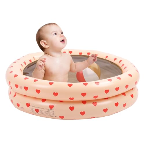 KENANLAN Aufblasbarer Pool, Schwimmbecken,Multifunktionaler Herz Faltpool Niedlicher Runder Swimmingpool,Familienpool,Weicher Aufblasbarer Pool Für Spielzeugpool, Haustierhaus von KENANLAN