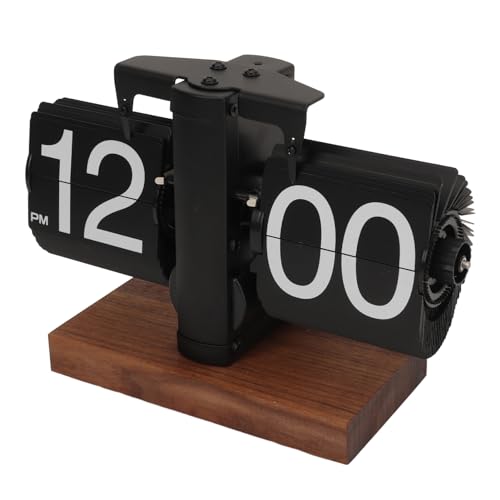 KENANLAN Digitale Flip Down Uhr,Edelstahl Minimalistische Mechanische Auto Flip Clock, Kreative Flip Clock Desk Clock Zuhause Büro Schule Hotel Café (Schwarz) von KENANLAN