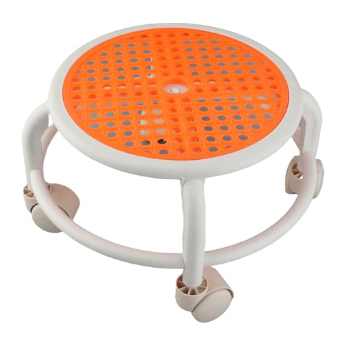 KENANLAN Rolling Niedriger Stuhl mit Universalrädern, Atmungsaktiven Materialien, Einzigartiges Design, Hoher Gewichtskapazität für Zuhause (Orange) von KENANLAN