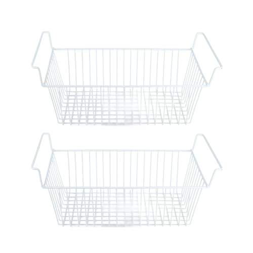 KENANLAN Starker Gefrier Korb mit Großer Kapazität 2 Stück, Stahldraht-Organizer-Behälter, Griff für Schrank Arbeits Platten, Geeignet für Kühlschrank Regale (L56,5 cm x W25.2cm x H24cm (7 cm Griff)) KENANLAN Starker Gefrier Korb mit Großer Kapazität 2 Stück, Stahldraht-Organizer-Behälter, Griff für Schrank Arbeits Platten, Geeignet für Kühlschrank Regale (L56,5 cm x W25.2cm x H24cm (7 cm Griff)) von KENANLAN