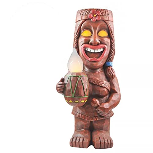 KENANLAN Tiki-Statue, Solarbetriebenes LED-Tiki-Licht, Solar-Totem-Figur, Ornamente, LED-Gartenlicht, Dekoration, Kunsthandwerk Veranda, Rasen, Pfad (b) von KENANLAN