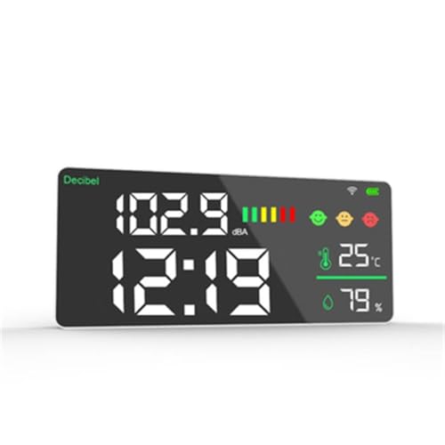 An der Wand montiertes Dezibelmessgerät mit Tuya-WLAN zur Messung des Geräuschpegelmessers mit LED-Uhr,Schnelle Antwort von KENBT