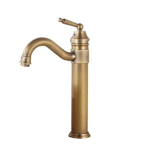 Antiker Kupfer-Waschtisch-Wasserhahn, Kalt- und Warmwasserhahn im klassischen Stil, Badezimmer-Wassermischer, Einhand-Wasserhahn zur Deckmonta im klassischen Stil,Ausgezeichnete Korrosion(01 Long) von KENBT