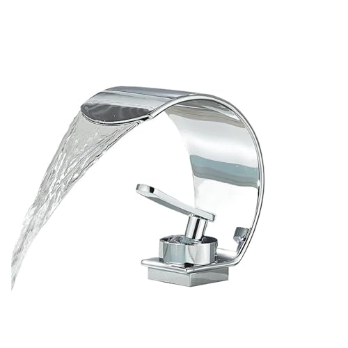Badezimmer-Waschbecken-Wasserhahn, schwarze Messing-Waschtischarmaturen, Einhebelmischer mit heißem und kaltem Wasserfall, moderne Deckmontage, elegante Mischbatterie ,Ausgezeichnete Korrosion(Chrome) von KENBT