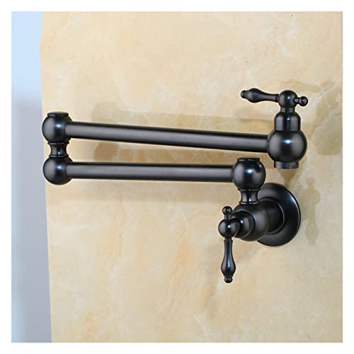 Bronze schwarzer Nickel -Topf -Füllstoff Doppelgelenk Auslauf faltbar dehnbar Schwung Armwand montiertes Messing Küchenarmatur Wasserhahn,Hohe Wasserdurchflussrate(Noir) von KENBT