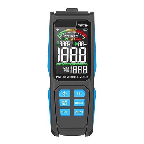 Digitales Holzfeuchtemessgerät, zerstörungsfreies induktives Hygrometer, analoges Dual-Display, Umgebungstemperatur, Luftfeuchtigkeit, Holz, Zuverlässig und schnell von KENBT