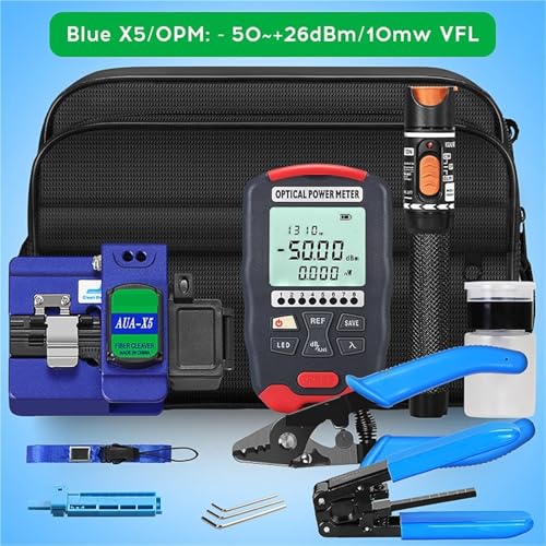 Fiber Optic Tool Kit AUA-X5 Fiber Cleaver 10Mw Visual Fault Locator FTTH Werkzeuge Fiber Power Meter Optische Tasche,Genau(-50 to 26(blue)) von KENBT