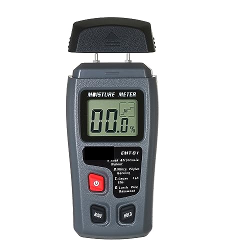 Holzfeuchtemessgerät, LCD-Digital-Feuchtigkeitstester mit grüner Hintergrundbeleuchtung, Wasserleck-Feuchtigkeitsdetektor, Zuverlässig und schnell(Type2) von KENBT