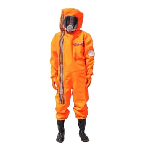 ,Imkerwerkzeug Wespenschutzkleidung, verdickter kompletter Satz atmungsaktiver Bienenfang-Antihornenanzug mit Ventilator, Imkerausrüstung ,Strumento per apicoltori(Orange,XX-Large) von KENBT