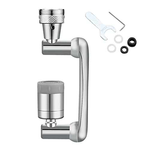 KENBT 1440-Grad-Universalverlängerung Wasserhahn Waschbecken Wasserhahn Spritzbelüfter Spritzfilter Wasserhahn Wasserhahn Adapter Drehroboterarm Wasserhähne,für Zusätzliche Haltbarkeit(Silver) von KENBT