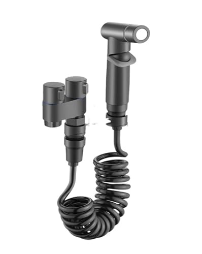 KENBT Badezimmer-Hand-WC-Bidet-Wasserhahn, Sprührät, Hand-Bidet-Set, Toilette, selbstreininder Duschkopf, eins in Zwei Aus-Winkelventil-Wasserhahn,Ausgezeichnete Korrosion(Grey) von KENBT