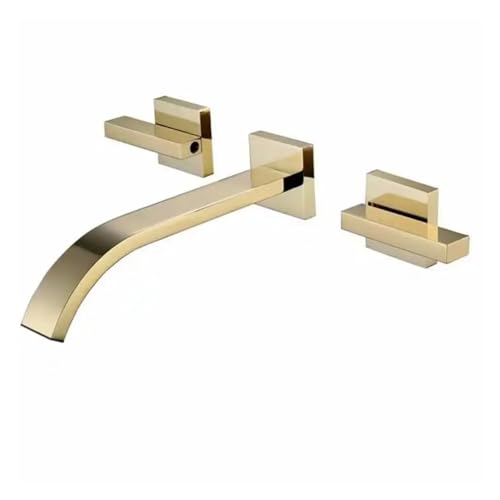 KENBT Glänzendes Gold oder bürstetes Gold im Badezimmer-Waschbecken, Wasserfall-Wasserhahn, Wandmischbatterie for heißes und kaltes Wasser,Ausgezeichnete Korrosion(Shine Gold) von KENBT