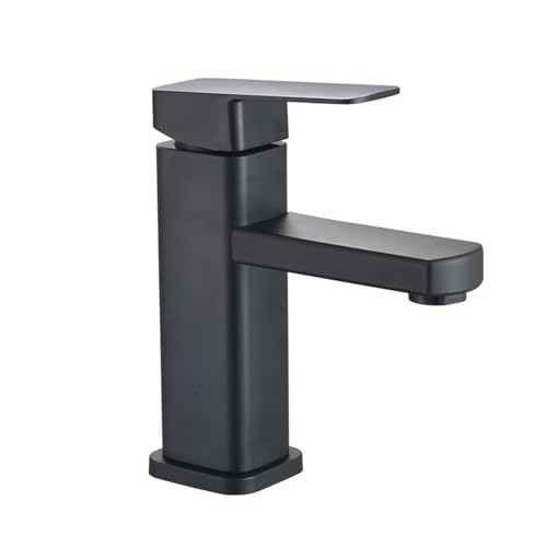 KENBT Stahl-Wasserhahn, schwarzer Einzel-Wasserhahn for kaltes Waschbecken, bietet leises, weiches Wassererlebnis for Badezimmer und Aufsatzwaschbecken,Ausgezeichnete Korrosion von KENBT