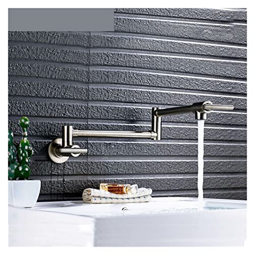 Küchenmixer Waschbecken Tap Chrom Mattschwarz gebürstete Nickelwandmontagentopf Wasserhahn mit doppelverbindter Schwingspuption,Hohe Wasserdurchflussrate von KENBT