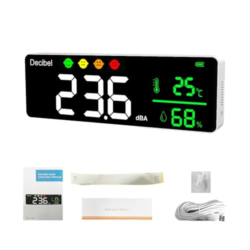 Lärmmessgerät Digitaler Dezibel-Schallmesser Temperatur-Feuchtigkeitsmesser 3-in-1-Detektor Wandmontierter Großbild-Tester,Stabile Überwachung Lärmmessgerät Digitaler Dezibel-Schallmesser Temperatur-Feuchtigkeitsmesser 3-in-1-Detektor Wandmontierter Großbild-Tester,Stabile Überwachung von KENBT