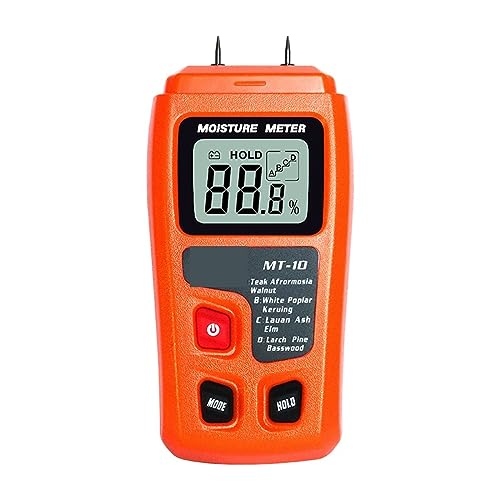 MT-10 EMT01 Holzfeuchtemessgerät, Holzfeuchtigkeitstester, Hygrometer, Holzfeuchtigkeitsdetektor, Baumdichte, digitaler Tester, Grau, Zuverlässig und schnell(MT10 No Backlight) von KENBT