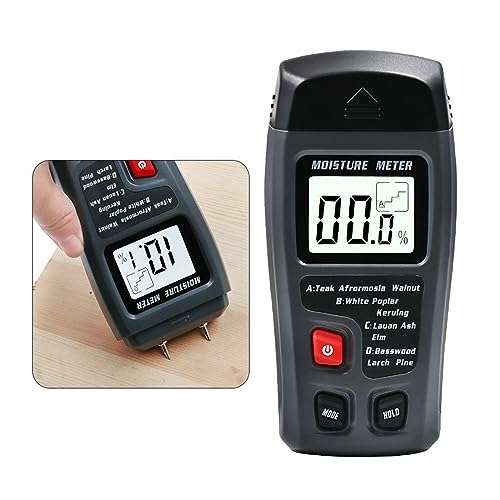 Zweipoliger digitaler Holzfeuchtemesser, Holzfeuchtigkeitstester, Hygrometer, Holzfeuchtigkeitsdetektor, großes LCD-Display, Zuverlässig und schnell von KENBT