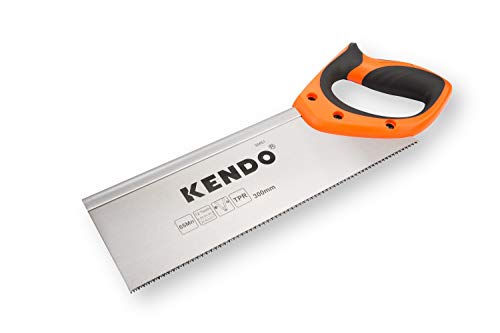 KENDO Zapfensäge 300 mm – 12 Zähne/Zoll – Rückensäge Feinsäge – FastCut – ergonomische Bi-Materialgriff – Gehärtete, dreifach geschliffene Verzahnung – Zum Sägen von Holz von Kendo