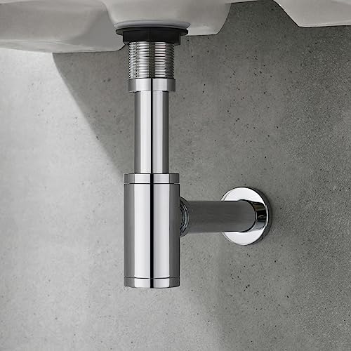 KENES Siphon Universal für Waschbecken & Waschtisch - Röhrensiphon/Siphon Waschbecken | Röhrensiphon Geruchsverschluss | Abflussgarnitur passgenau - Chrom KENES Siphon Universal für Waschbecken & Waschtisch - Röhrensiphon/Siphon Waschbecken | Röhrensiphon Geruchsverschluss | Abflussgarnitur passgenau - Chrom von KENES