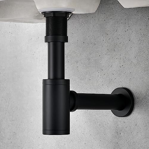 KENES Siphon Universal für Waschbecken & Waschtisch - Röhrensiphon/Siphon Waschbecken | Röhrensiphon Geruchsverschluss | Abflussgarnitur passgenau - Matt-schwarz KENES Siphon Universal für Waschbecken & Waschtisch - Röhrensiphon/Siphon Waschbecken | Röhrensiphon Geruchsverschluss | Abflussgarnitur passgenau - Matt-schwarz von KENES