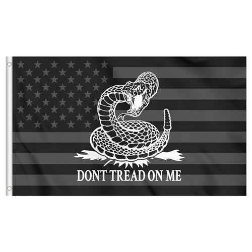 Amerikanische Flagge "Don't Tread on Me", doppelseitig, strapazierfähig, 3-lagig, lebendige Farben, doppelt genäht, mit Messingösen, ideal für den Innen- und Außenbereich (schwarzer amerikanischer von KENPMA