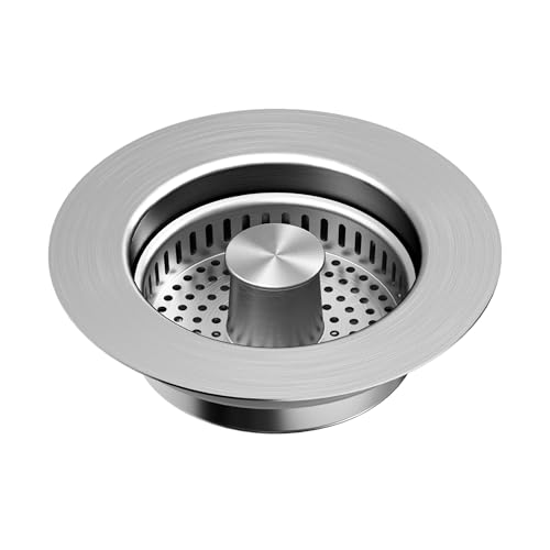 Küchenspüle Abflusssieb 3-in-1, Edelstahl Pop-Up Spülbecken Stopper mit Kupfer-Bounce Kern, Anti-Verstopfung Lebensmittelauffangkorb, Universal Messing Sieb für US Standard 3-1/2 Zoll Abflüsse (1) von KENPMA