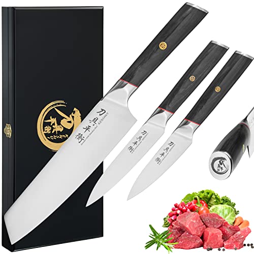 KENSHUI Küchenmesser Profi Messer Koch Geschenk in Holzschachtel, limited Edition (Bunka Hackmesser 3er Set) von KENSHUI