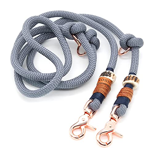 Hundeleine / Führleine aus Tau mit Karabiner & echtem Hirschhorn Ø10mm | 3fach verstellbar | Doppel-Leine | Umhängeleine | robust & wetterfest | Top Handmade-Quality von KENSONS for dogs