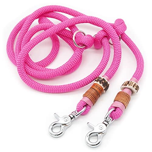 Hundeleine / Führleine aus Tau mit Karabiner & echtem Hirschhorn Ø10mm | 3fach verstellbar | Doppel-Leine | Umhängeleine | robust & wetterfest | Top Handmade-Quality von KENSONS for dogs