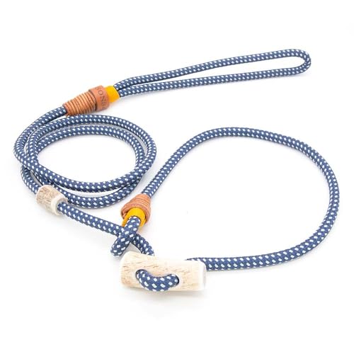 Retrieverleine 6 mm | Golden Wave | Moxon-Leine mit hochwertigem Horn-Zugstopp | robuste, wetterfeste Hundeleine aus Tau mit integrierter Halsung - 230 cm von KENSONS for dogs