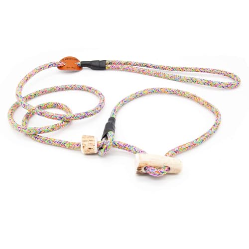 Retrieverleine 6 mm | Hippie | Moxon-Leine mit hochwertigem Horn-Zugstopp | robuste, wetterfeste Hundeleine aus Tau mit integrierter Halsung - 130 cm von KENSONS for dogs