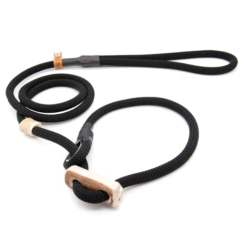 Retrieverleine 8 mm | Schwarz | Moxon-Leine mit hochwertigem Horn-Zugstopp | robuste, wetterfeste Hundeleine aus Tau mit integrierter Halsung - 130 cm Retrieverleine 8 mm | Schwarz | Moxon-Leine mit hochwertigem Horn-Zugstopp | robuste, wetterfeste Hundeleine aus Tau mit integrierter Halsung - 130 cm von KENSONS for dogs