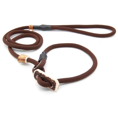 Retrieverleine 8 mm | Walnuss | Moxon-Leine mit hochwertigem Horn-Zugstopp | robuste, wetterfeste Hundeleine aus Tau mit integrierter Halsung - 230 cm Retrieverleine 8 mm | Walnuss | Moxon-Leine mit hochwertigem Horn-Zugstopp | robuste, wetterfeste Hundeleine aus Tau mit integrierter Halsung - 230 cm von KENSONS for dogs
