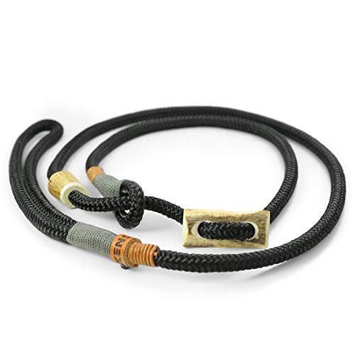 Retrieverleine Elegant | robuste Hundeleine aus Tau mit integrierter Halsung | Ø8mm | Horn-Zugstopp von KENSONS for dogs