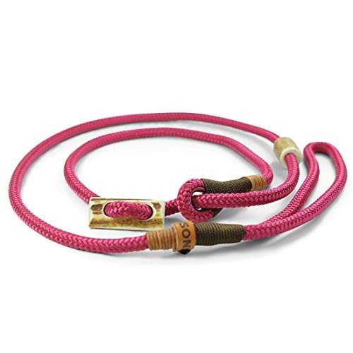 Retrieverleine Elegant | robuste Hundeleine aus Tau mit integrierter Halsung | Ø8mm | Horn-Zugstopp von KENSONS for dogs