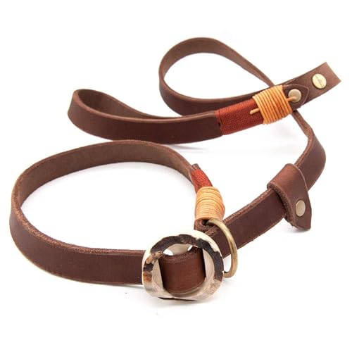 Retrieverleine Leder 20 mm in Braun | Burnt Amber | Moxon-Leine mit außergewöhnlichem Horn-Zugstopp | robuste und edle Hundeleine aus hochwertigem Fettleder mit integrierter Halsung - 180 cm Retrieverleine Leder 20 mm in Braun | Burnt Amber | Moxon-Leine mit außergewöhnlichem Horn-Zugstopp | robuste und edle Hundeleine aus hochwertigem Fettleder mit integrierter Halsung - 180 cm von KENSONS for dogs