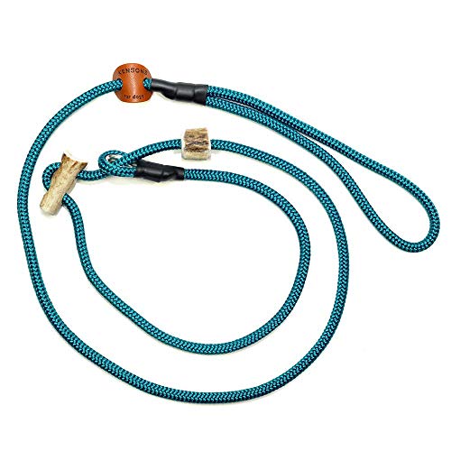 Retrieverleine Sporty | robuste Hundeleine aus Tau mit integrierter Halsung | Ø6mm | Horn-Zugstopp von KENSONS for dogs