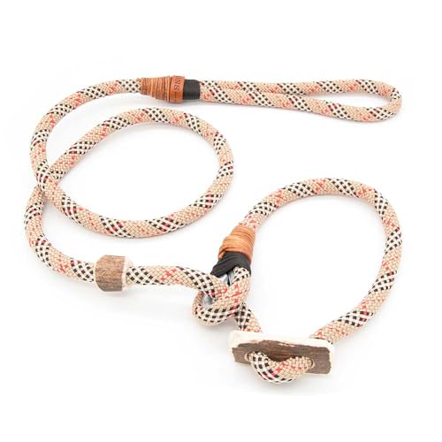 Retriever-Leine/Moxonleine Elegant-Style | handgefertigte Hundeleine aus Tau mit Halsbandfunktion & Horn-Stopper | 10mm – kraftvoll, stilvoll & komfortabel | Training, Alltag & Spaziergang von KENSONS for dogs