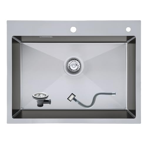 KEOKBON Spülbecken Edelstahl Eckig 65x50x19cm, Nano-Silber Küchen Einbauspüle Groß ab 70er Schrank aus Rostfreier Stahl, Handgefertigte Küchenspüle 1 Becken, Kitchen Sink KEOKBON Spülbecken Edelstahl Eckig 65x50x19cm, Nano-Silber Küchen Einbauspüle Groß ab 70er Schrank aus Rostfreier Stahl, Handgefertigte Küchenspüle 1 Becken, Kitchen Sink von KEOKBON