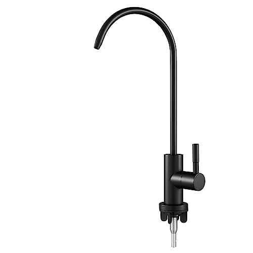 KEOKBON Trinkwasser-Wasserhahn, Wasserfilter-Wasserhahn für Küchenspüle, Wasserreinigungshahn für Umkehrosmose oder Wasserfiltersystem, SUS304 Trinkwasserhahn (kein Warm- und Kaltwasserhahn) Schwarz von KEOKBON