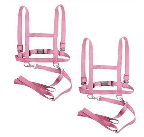 2 Stück Pferdeleine Zum Spielen Für Kinder, Rosa Verstellbares Pferdeleine, Pferdegeschirr Für Kinder Zum Spielen, Pferde Spielleine für Skifahren Rollenspie von KEORHEZ