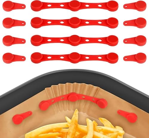 4 Sets Silikon Magnete Für Airfryer, Gratis 50 Stück Backpapier Für Airfryer Backpapier,heißluftfritteuse Magnet Set Verhindern Sie, Dass Einweg-Papiermatten Lebensmittel Bedecken Und Verbrennen von KEORHEZ